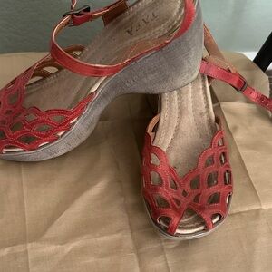 Jada hand made,leather Red Cutout Women's Sandals- lightweight size 39